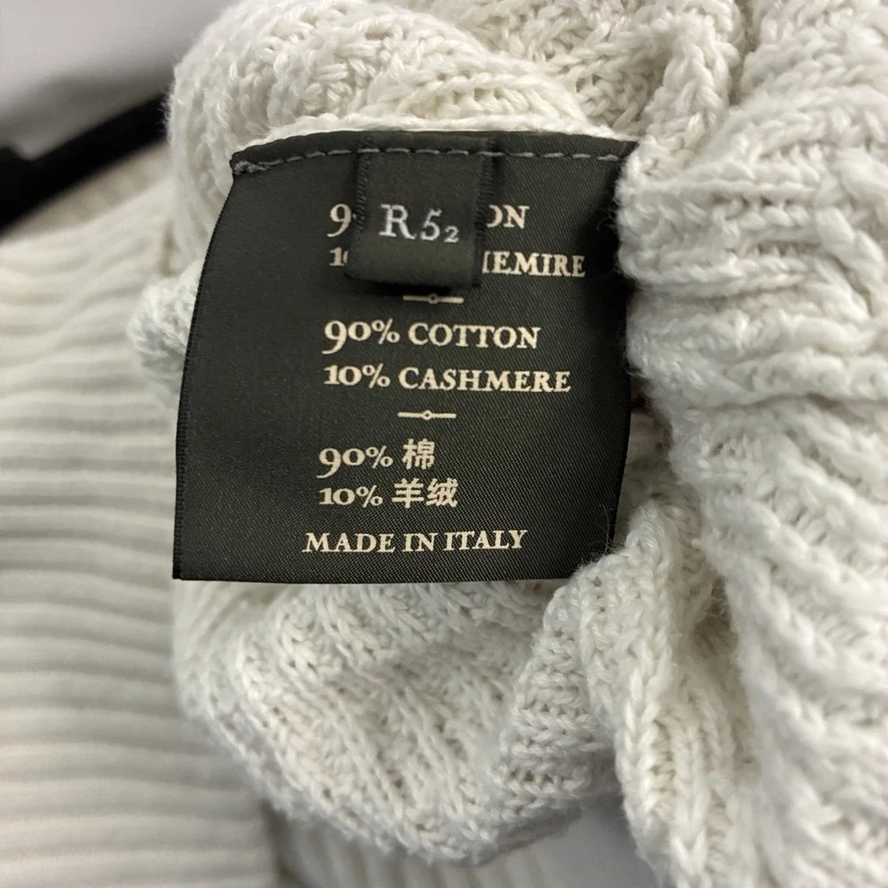 Berluti Sweater Paris Cable Knit Wavy White Cashmere Cotton Blend Sz 42 (52 EUR)
